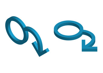 男性の性機能障害アイコン。アイソメトリック素材