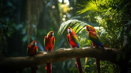 grupo de pagagaios araras em floresta tropical no brasil 
