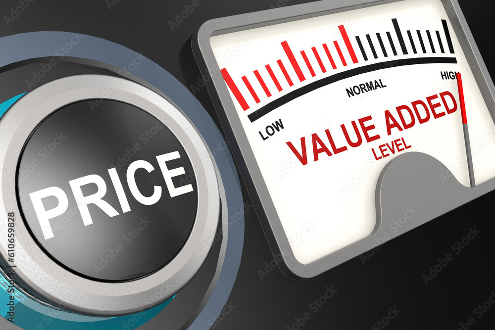 Poster Indicator for price and value added concept