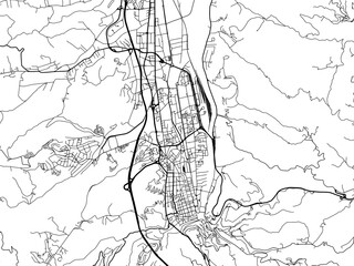 Vector road map of the city of  Cosenza in the Italy on a white background.