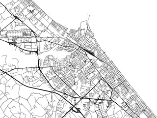 Vector road map of the city of  Rimini in the Italy on a white background.