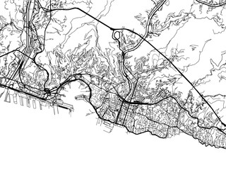 Vector road map of the city of  Genoa in the Italy on a white background.