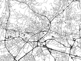Vector road map of the city of  Bergamo in the Italy on a white background.