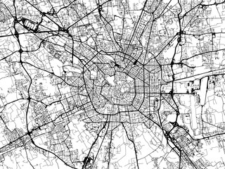Obraz premium Vector road map of the city of Milan Metropolis in the Italy on a white background.