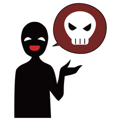 悪意のある話をする悪人イメージの人物のイラスト