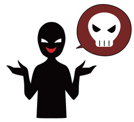 悪意のある話をする持つ悪人イメージの人物のイラスト