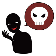 悪意のある話をする悪人イメージの人物のイラスト