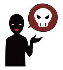 悪意のある話をする悪人イメージの人物のイラスト