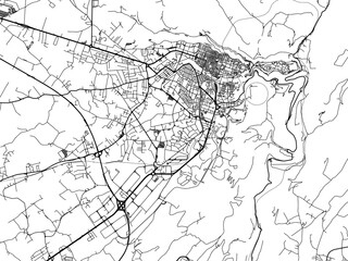 Vector road map of the city of  Ragusa in the Italy on a white background.