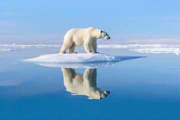 Naklejka na ściany i meble Eisbär am Nordpol. Generiert mit KI