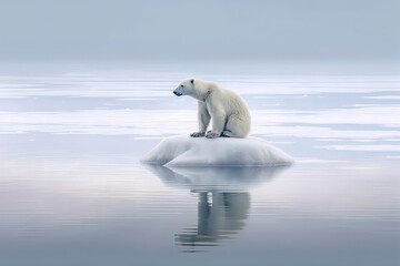 Eisbär am Nordpol. Generiert mit KI