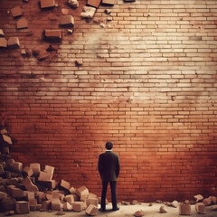 Man and Brick Wall