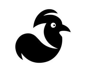 rooster or chicken silhouette logo vector,Cock head symbol.Farm animal drawn icon vector illustration.
