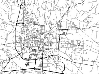 Vector road map of the city of  Pistoia in the Italy on a white background.