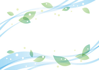 緑の葉っぱとウェーブの背景