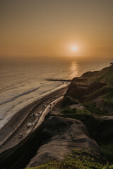 Sunset in la Costa Verde (Green Coast) in Lima, Peru - 610662291