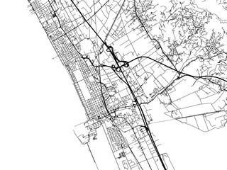 Vector road map of the city of  Viareggio in the Italy on a white background.