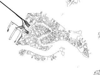 Vector road map of the city of  Venice Centro in the Italy on a white background.