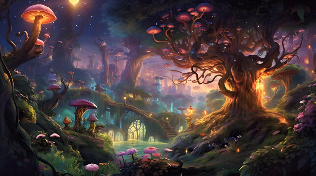 the enchanting world of magical creatures, with mystical unicorns, graceful fairies, and sparkling fireflies in a whimsical forest setting, where imagination comes alive and dreams take flight