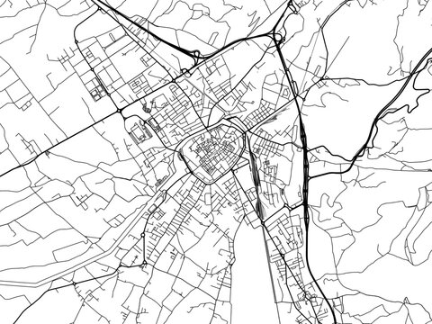 Vector road map of the city of  Foligno in the Italy on a white background.