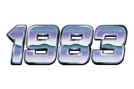 Year 1983 in retro typographic style. Isolated collage element on transparent background