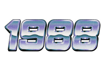 Year 1988 in retro typographic style. Isolated collage element on transparent background