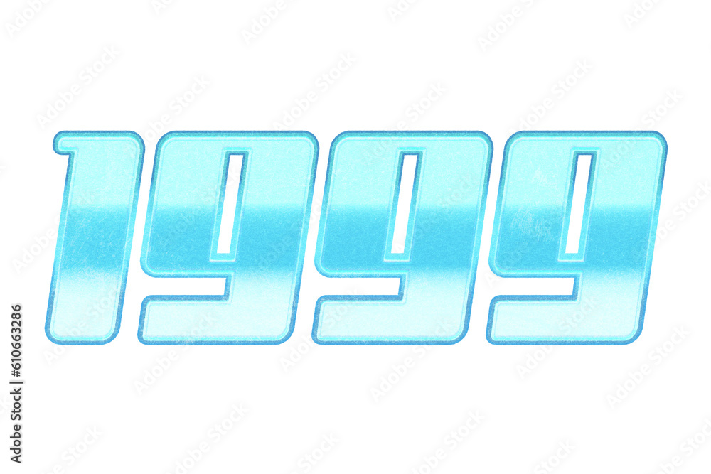 Poster year 1999 in retro typographic style. isolated collage element on transparent background