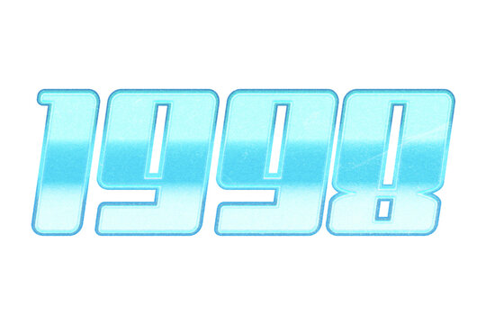 Year 1998 in retro typographic style. Isolated collage element on transparent background