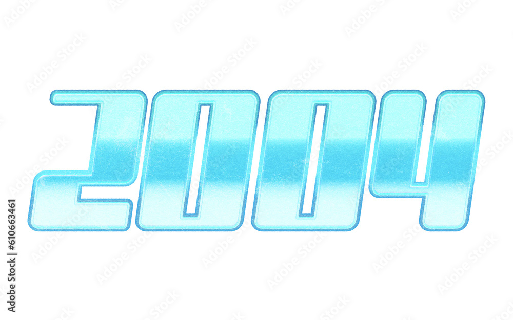 Poster year 2004 in retro typographic style. isolated collage element on transparent background
