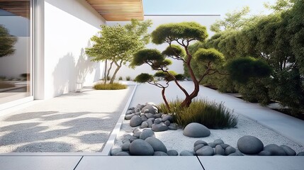 Tranquil Harmony: Serene Minimalistic Garden and Pathway for Mindful Contemplation 1. Generative AI