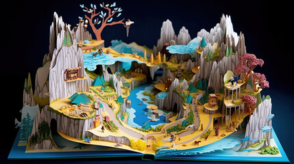 Fototapeta premium Book with a popup papercut art castle