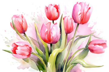 Illustration of pink tulips.