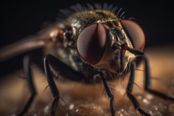Extreme close up of a fly. Generative AI.