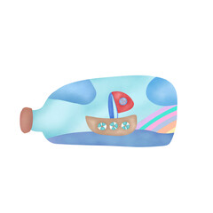 Naklejka premium Boat in bottle 