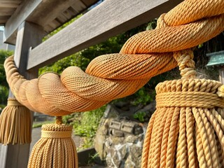 New Japanese shimenawa, a rope hanging at the torii gate