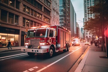 fire truck on the street - Illustration created with generative ai