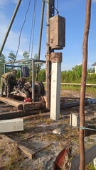 Fototapeta na wymiar Hydraulic pile foundation machine for construction building