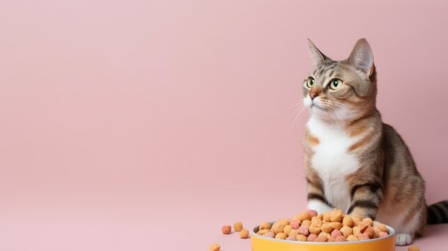 Happy cat with delicious cat food. 