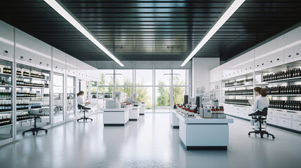 Naklejka na ściany i meble Clean and modern pharmaceutical lab