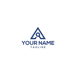 Simple and modern triangle based monogram logo design with emblem magnifying glass.