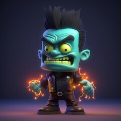 Playful Frankenstein Cartoon Character with a Twist