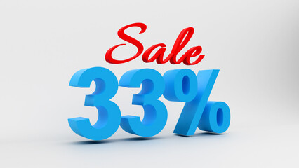 Percent Sale Text in 3D with White Background	