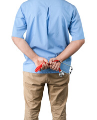 Nurse Holding a Stethoscope, Back View