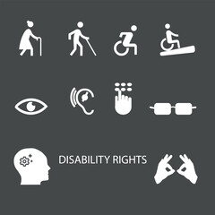 Disability rights set of icons vector illustration