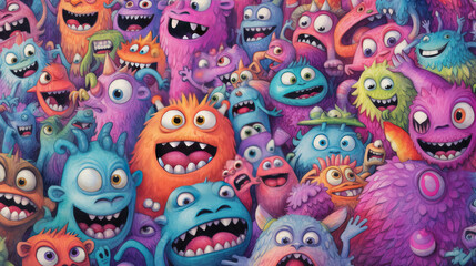 Doodles happy monster background