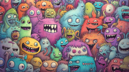 Doodles happy monster background