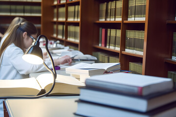  Medical students studying in the library 