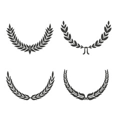 Gold laurel legend, winner award set vector illustration. Golden branch of olive leaves or stars of victory symbol, badge emblem decoration design, triumphant honor award isolated on white