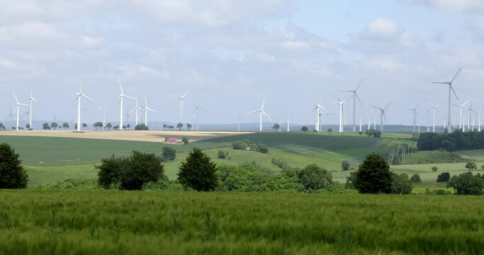 D&ouml;renhagen, Germany - 06/02/2023: Very large wind turbine farm near D&ouml;renhagen