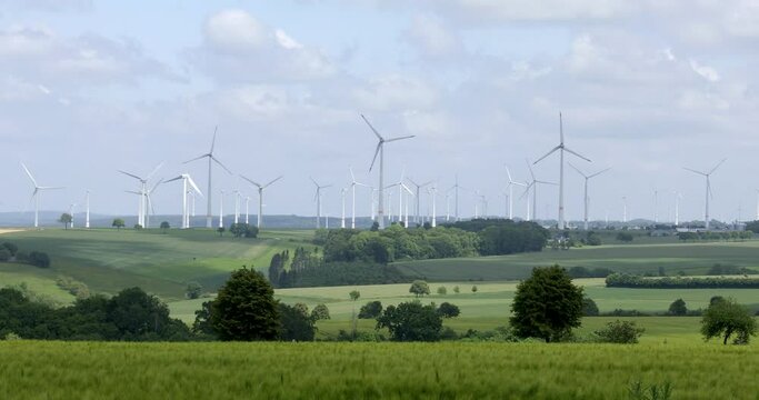 D&ouml;renhagen, Germany - 06/02/2023: Very large wind turbine farm near D&ouml;renhagen
